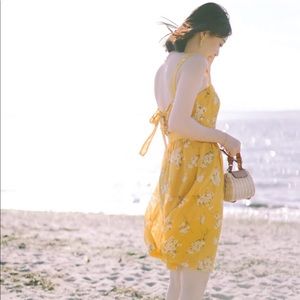 Madewell floral yellow silk dress